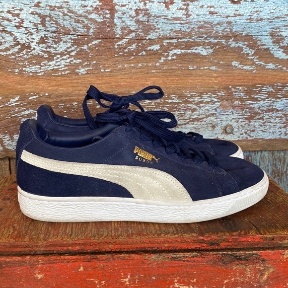Puma Navy Suede Tennis Shoe - Picture 1 of 10